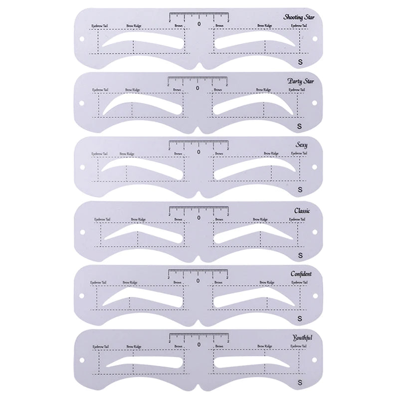 6-Style Reusable Eyebrow Stencils – PVC Shaping Template Kit Eyebrow Stencil Kit Qst S