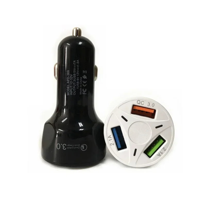 3-Port USB QC3.0 Fast Car Charger – Cylindrical Smart Charger Car USB Charger Qme Default Title