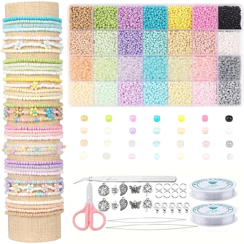 Macaroon Glass Seed Beads Kit 8500pcs – DIY Jewelry Making Bead Jewelry Making Kit Qme