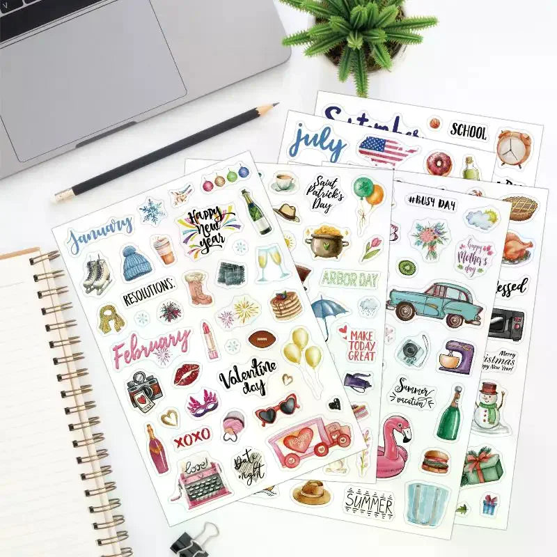 Cartoon Festive Planning Stickers – Daily Notes & Journal Labels Planning Stickers Qme