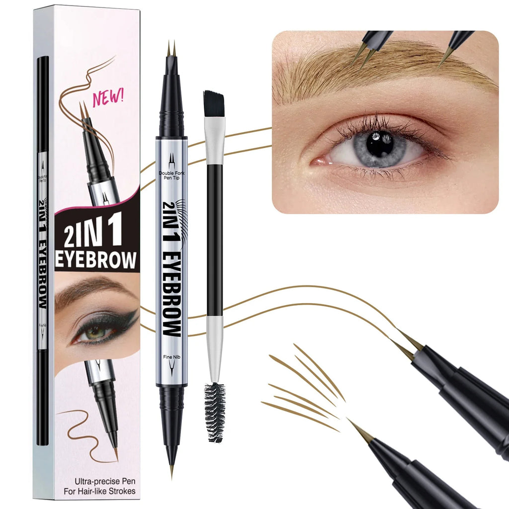 Qme Microblading Eyebrow Pen & Brush – Waterproof, 6 Shades Eyebrow Makeup Pen Qme