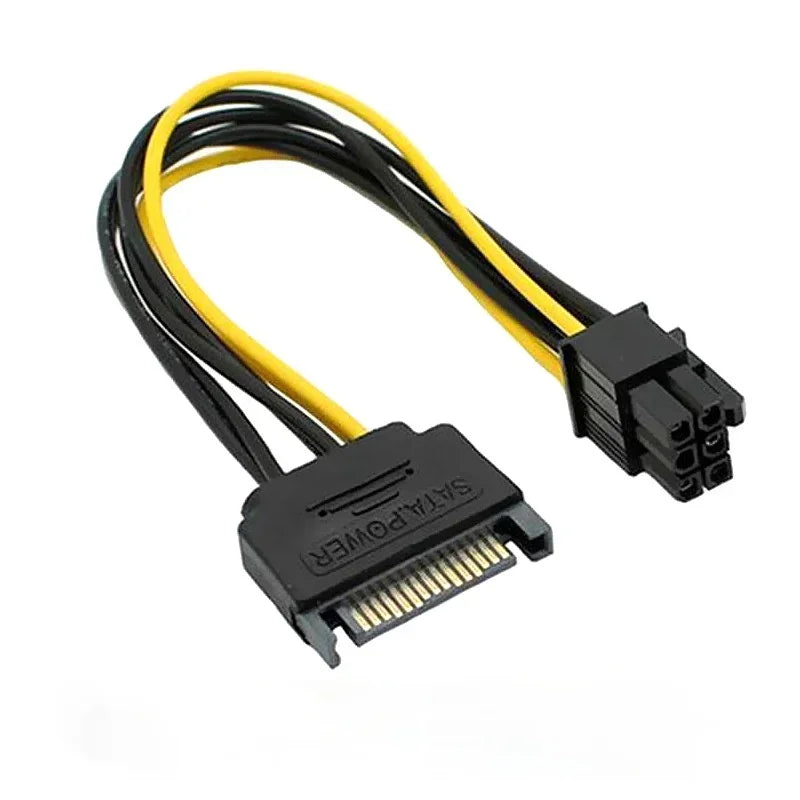 SATA to 6-Pin PCIe Power Adapter Cable 18AWG | GPU Riser PCIe Power Adapter Cable Qme