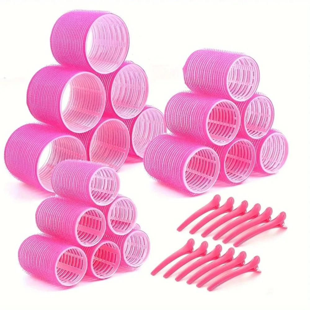 Heatless Self-Grip Hair Rollers & Clips – 30 Pc DIY Set Hair Roller Set Qme
