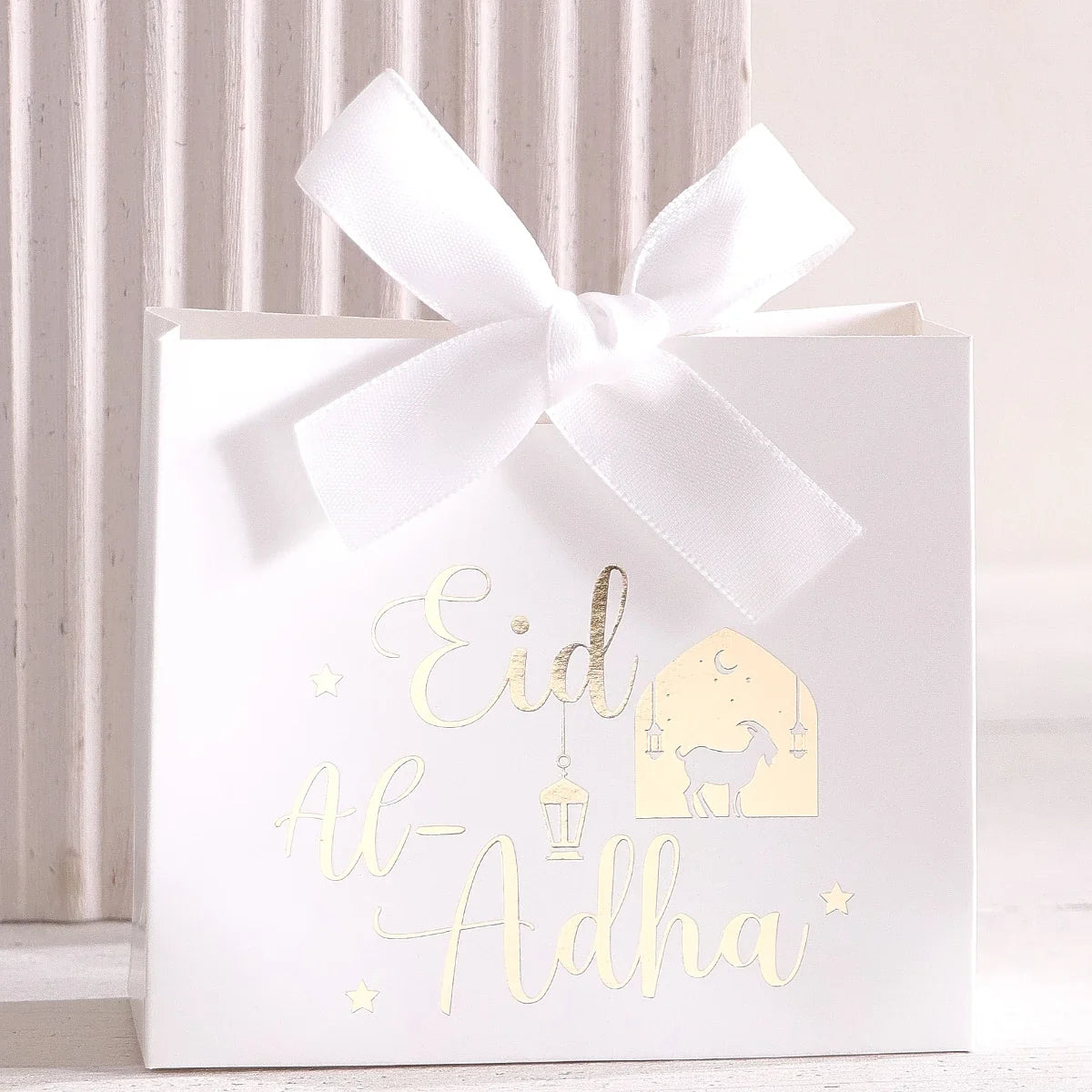 5 Eid Al-Adha Gift Boxes Pastel Sheep Calligraphy Design Eid Gift Boxes Qme 5pcs-white-white