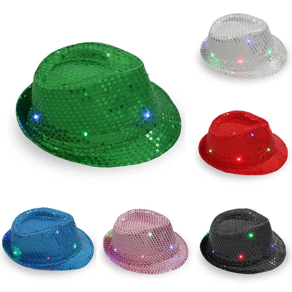 Unisex Sequin Jazz Hat | Glitter Party Stage Dance Cap Sequin Party Hat Qme