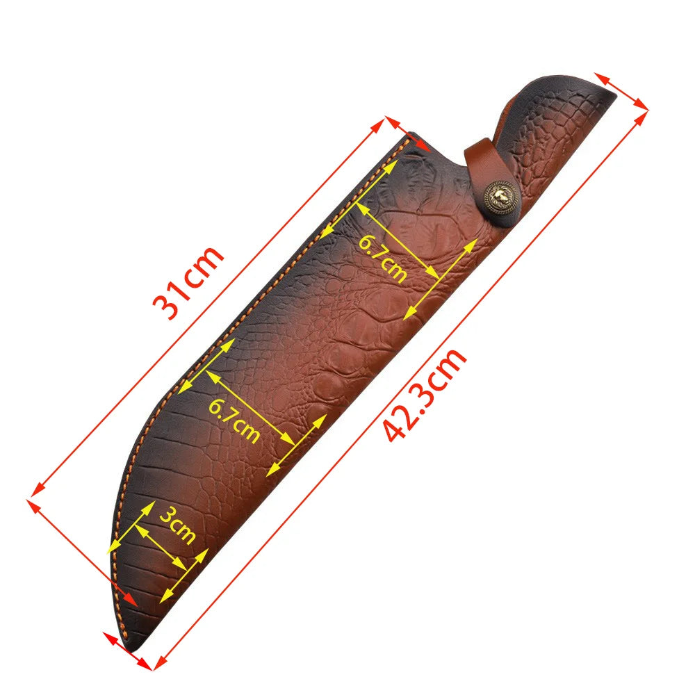 Leather Fixed Blade Knife Scabbard 42.3cm with Belt Buckle Leather Knife Scabbard Qst