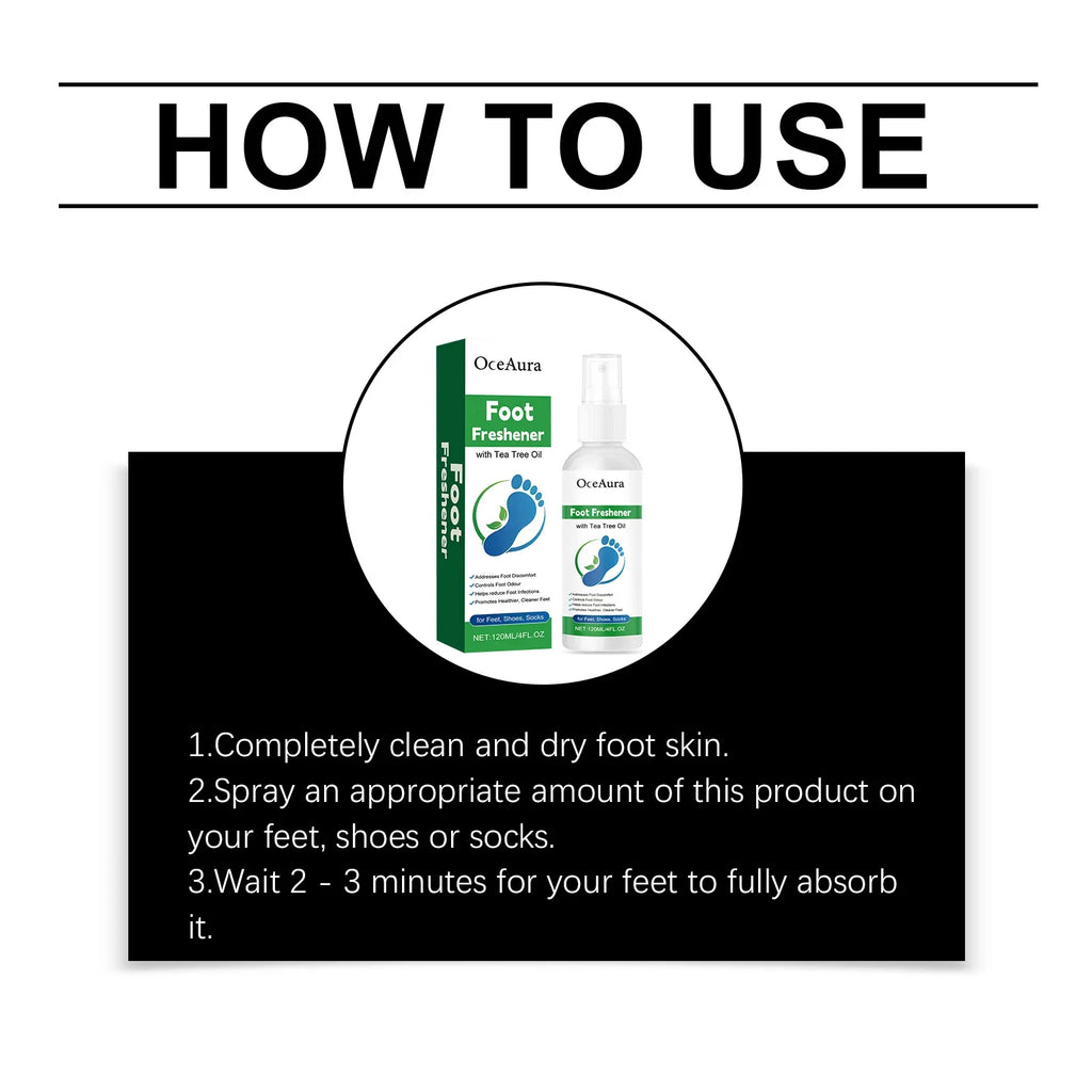 Oceaura Tea Tree Oil Foot Deodorizing Freshening Spray Foot Care Spray Qme