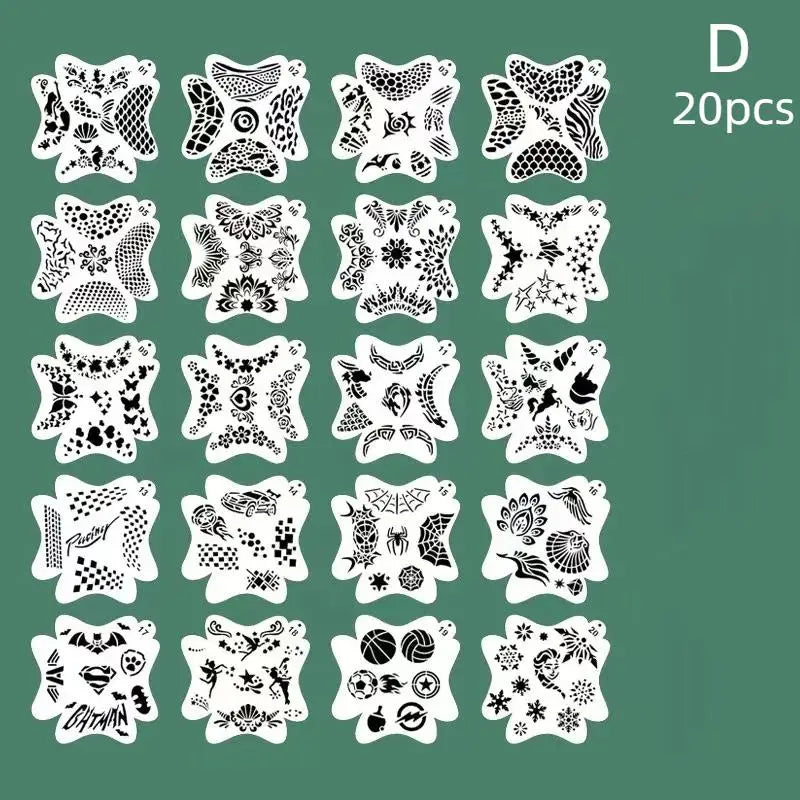 Reusable Face & Body Paint Stencils for Parties – Kids & Adults Face Paint Stencils Qst 20Pcs D
