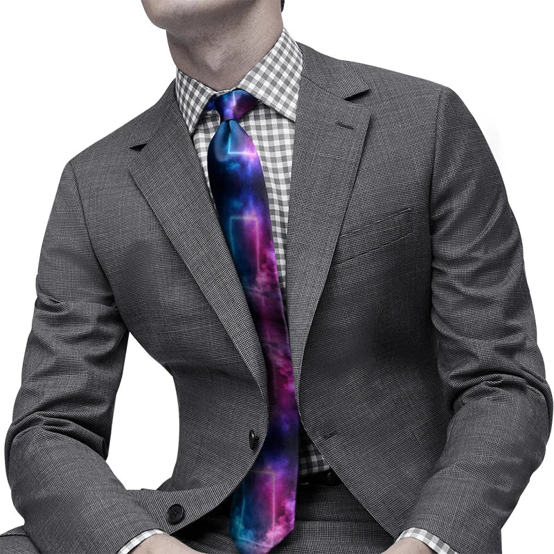 Men's Novelty Light Print Necktie | Casual & Formal Polyester Tie Novelty Print Necktie Qme