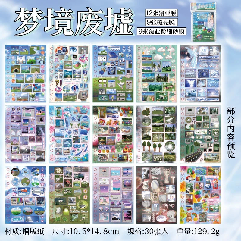 Kawaii Die Cut Coil Sticker Book – Time Series Scrapbook Sheets Decorative Sticker Book Qme B