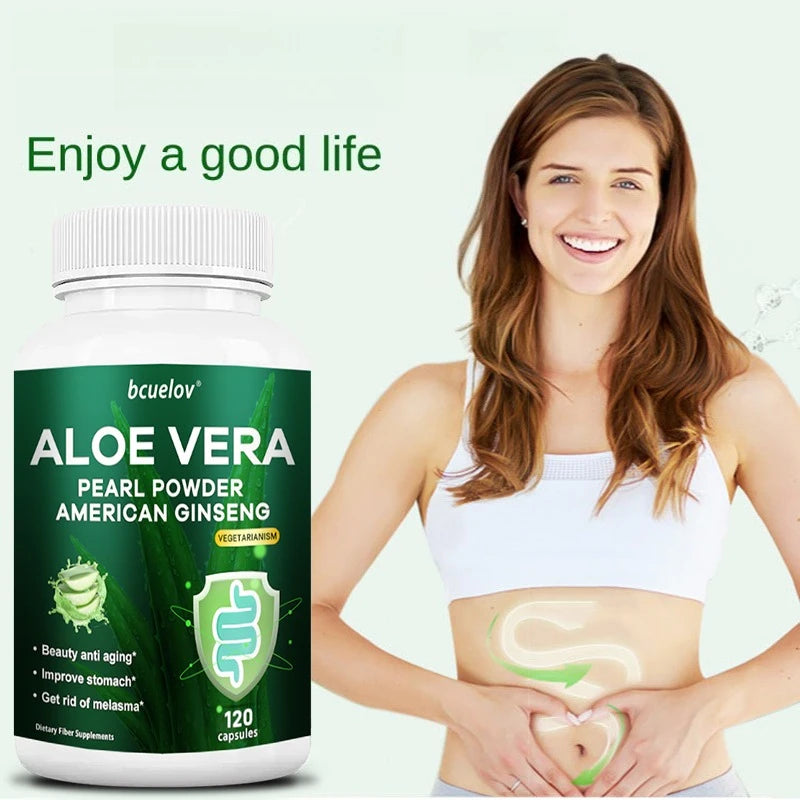 Aloe Vera Pearl Powder Capsules – Organic, Vegan, Non-GMO Herbal Supplement Qst