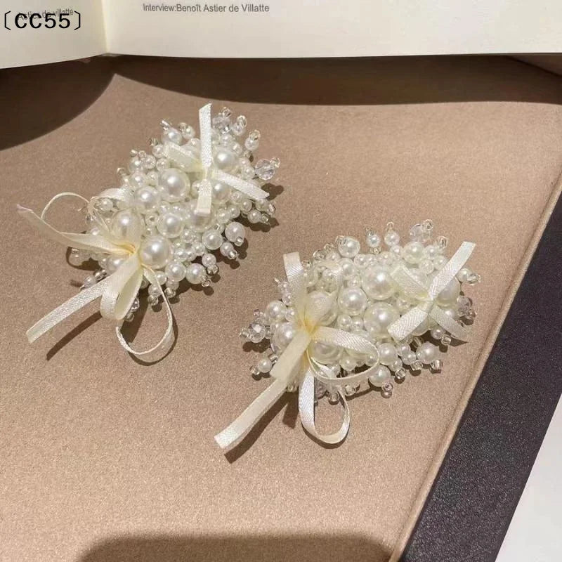 French Ballet Pearl Bow Hairpin – Elegant Bangs Side Clip Pearl Bow Hairpin Qst