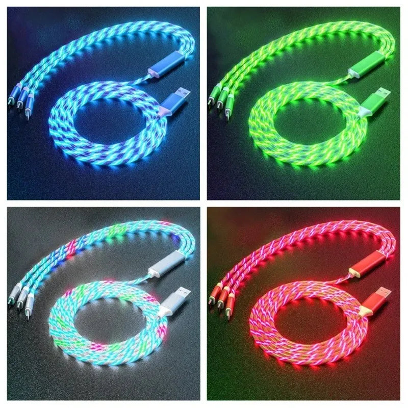 3-in-1 Fast Charging Cable USB-C Lightning Android 2 Pack USB Charging Cable Qme