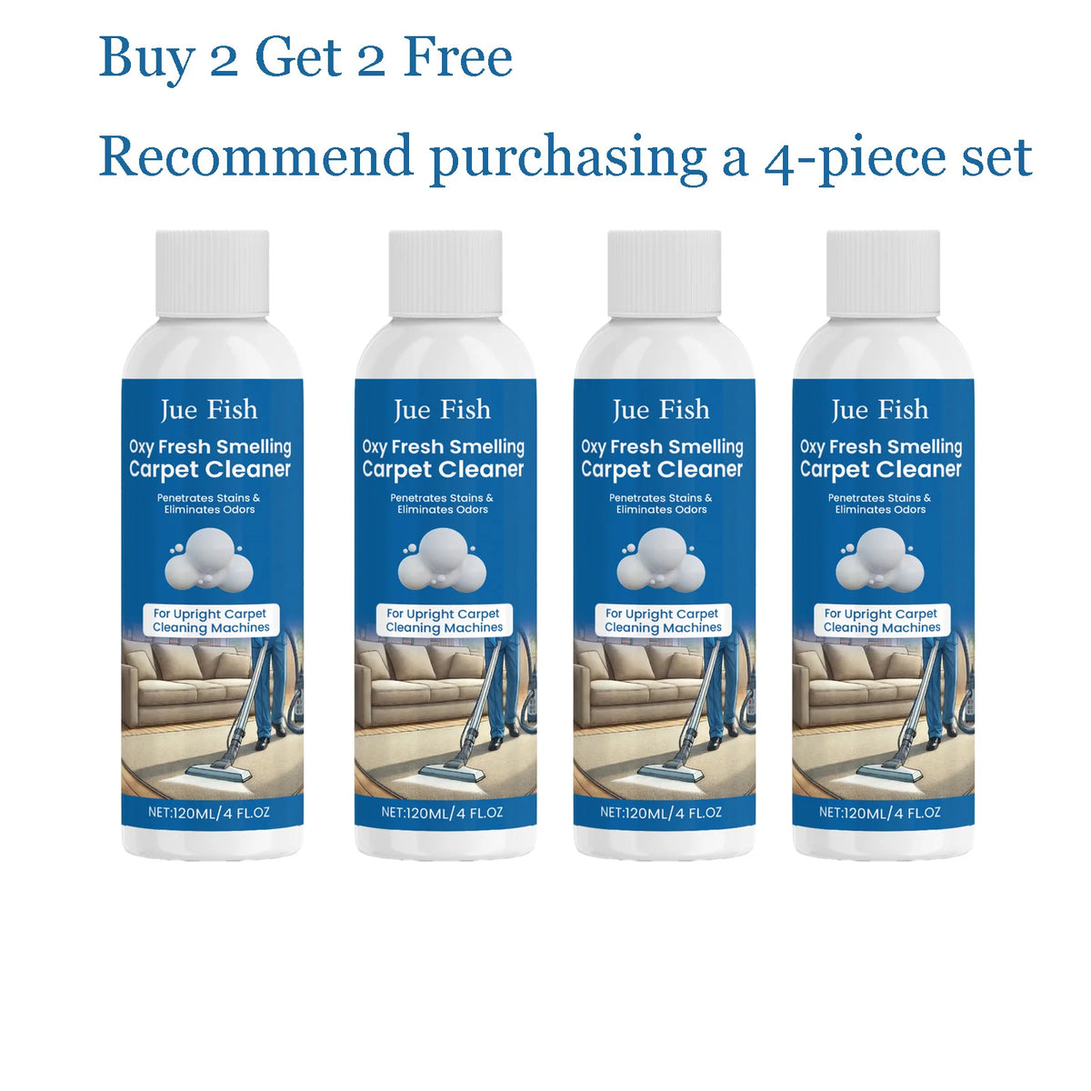 Jue-Fish Carpet Cleaner Liquid – Deep Clean & Degrease 120g Carpet Cleaning Liquid Qst 4 pcs