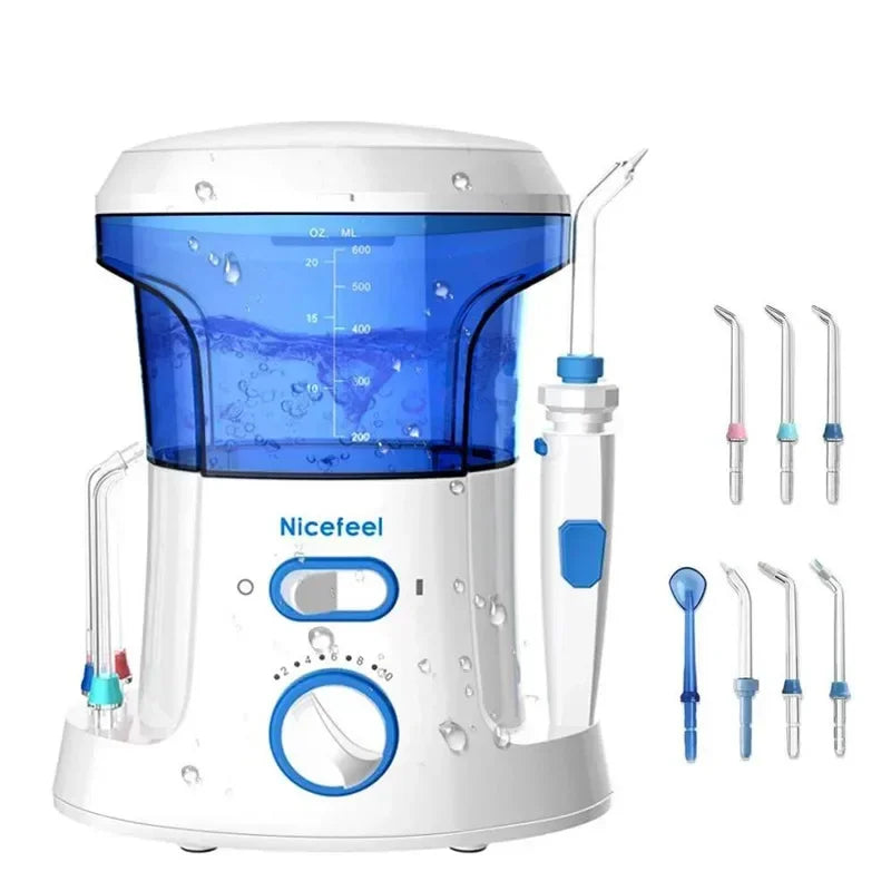 Nicefeel 600ML Water Flosser – 10 Modes, 7 Nozzles, IPX4 Oral Irrigator Qst Pearl White China Mainland