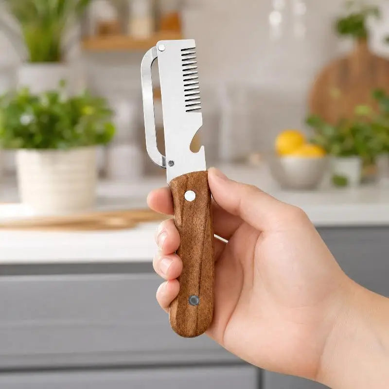 3-in-1 Serrated Vegetable Peeler Slicer with Wooden Handle Vegetable Peeler Qme Default Title
