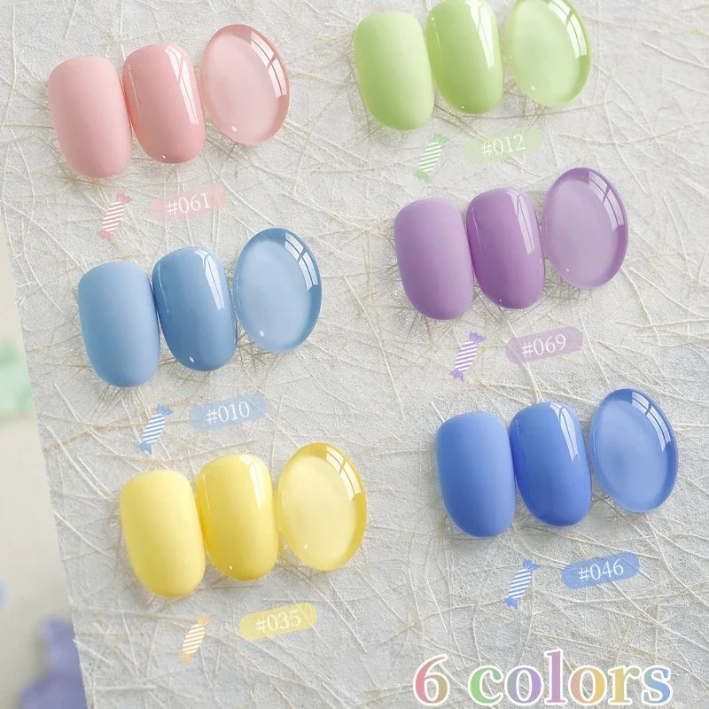 Candy Gel Nail Polish Set – 6 Macaron Pastel Colors | Qme Gel Nail Polish Set Qme