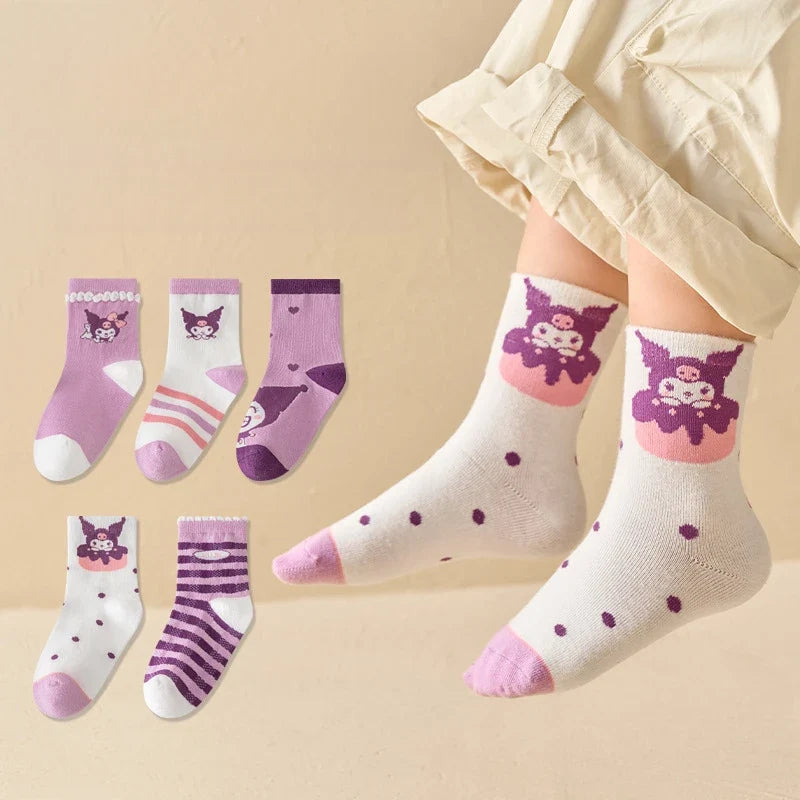 Hello Kitty Kuromi Novelty Socks – Unisex Cartoon Socks Novelty Print Socks Qme