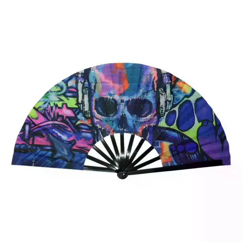 Rainbow Glow in the Dark Folding Fan – Starry Sky Festival Decorative Folding Fan Qst