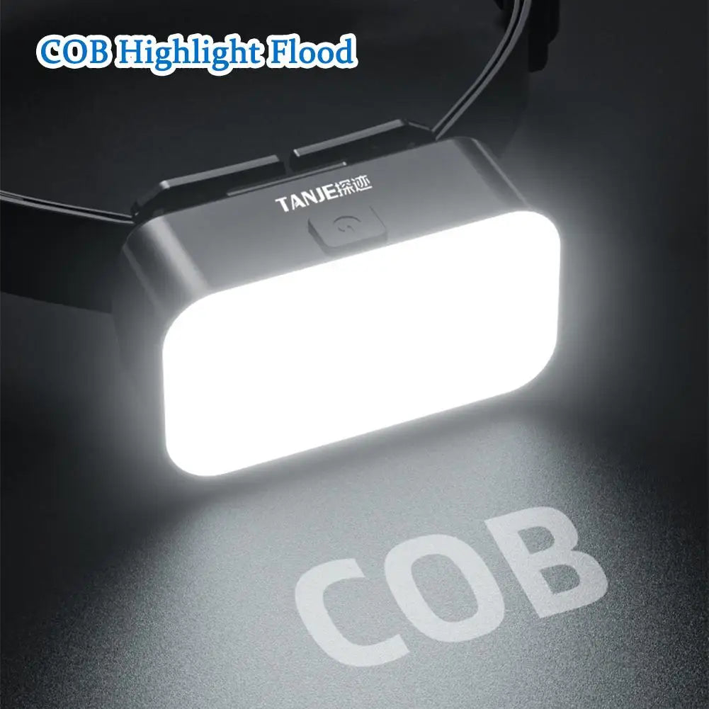 COB LED Rechargeable Headlamp – USB Floodlight for Fishing Rechargeable Headlamp Qme