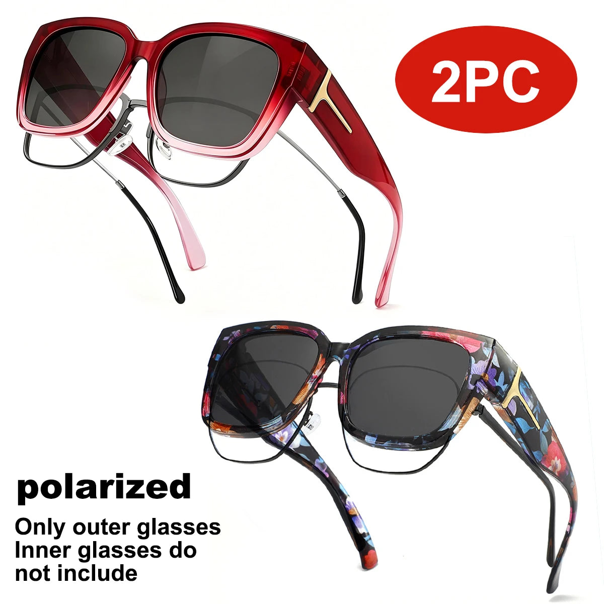 VOPHA T01 Oversized Fit-Over Sunglasses UV400 Unisex Fit-Over Sunglasses Qst T04-2P-1