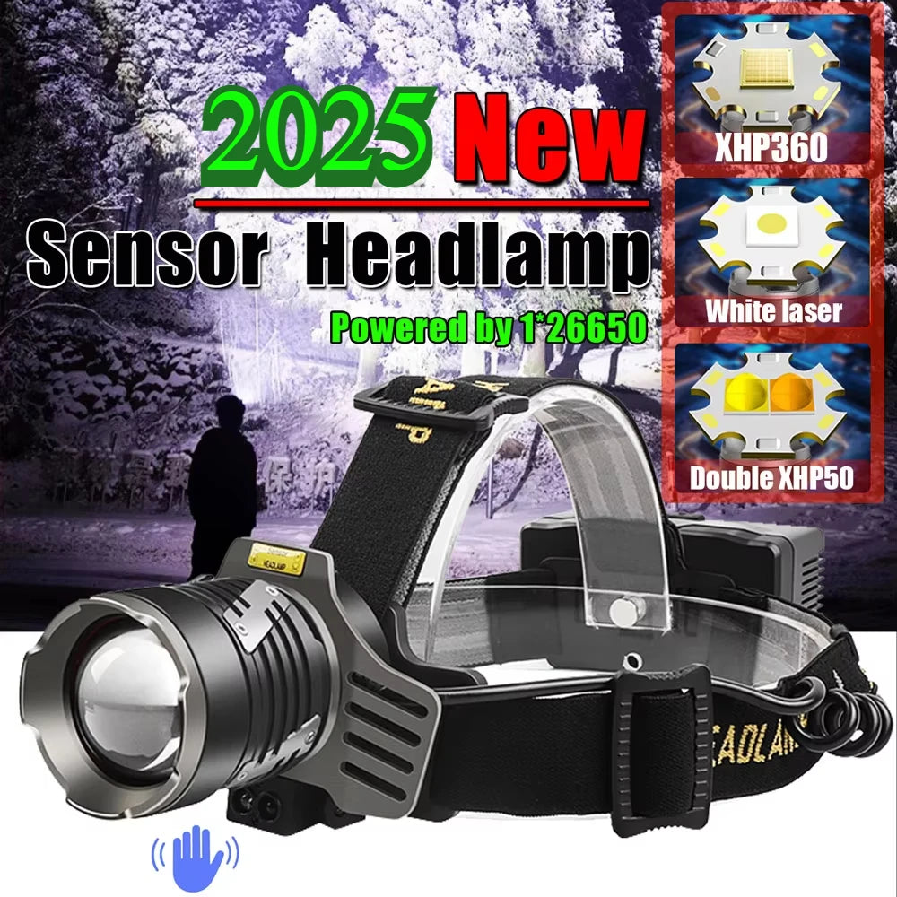 XHP360 LED Headlamp IP68 Waterproof Motion Sensor 180000lm LED Headlamp Qst