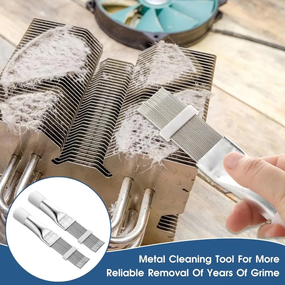AC Condenser Fin Cleaning Brush & Comb – Stainless Steel AC Fin Cleaning Tool Qme