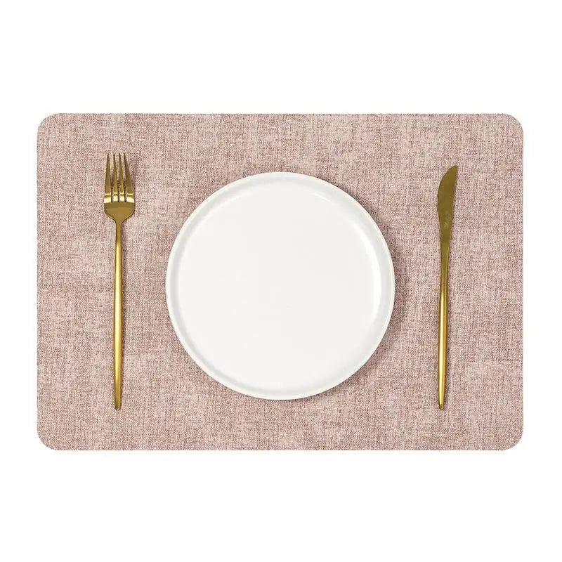PU Leather Nordic Placemat – Waterproof, Oil-Proof, Heat Resistant Table Placemat Qst Pink