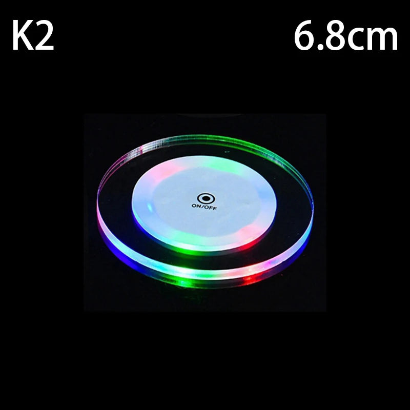 LED Glow Coaster – Colorful Acrylic USB Rechargeable Cup Mat LED Drink Coaster Qst 2