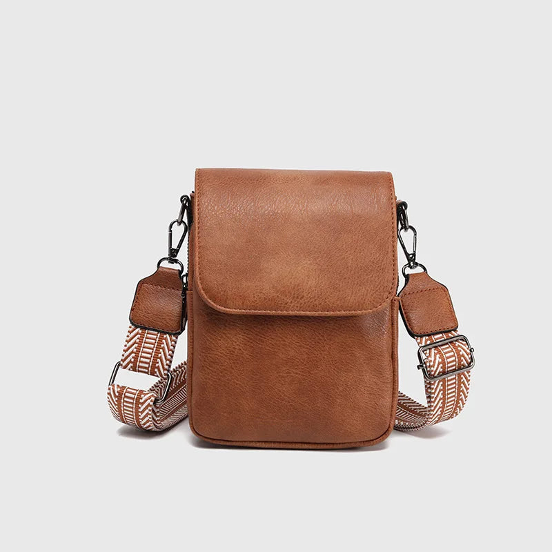 Women's Mini Crossbody Bag – Retro Vintage PU Square Padded Mini Crossbody Bag Qme