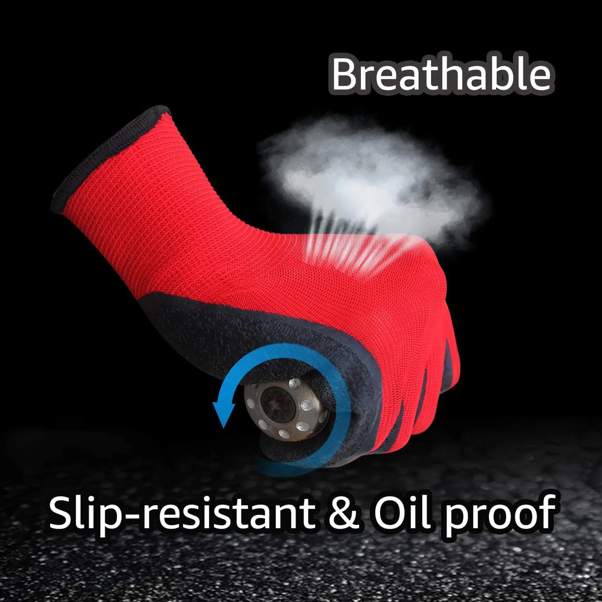 Nitrile Rubber Work Gloves – Anti-Slip, Oilproof, 10-Pack Nitrile Work Gloves Qme