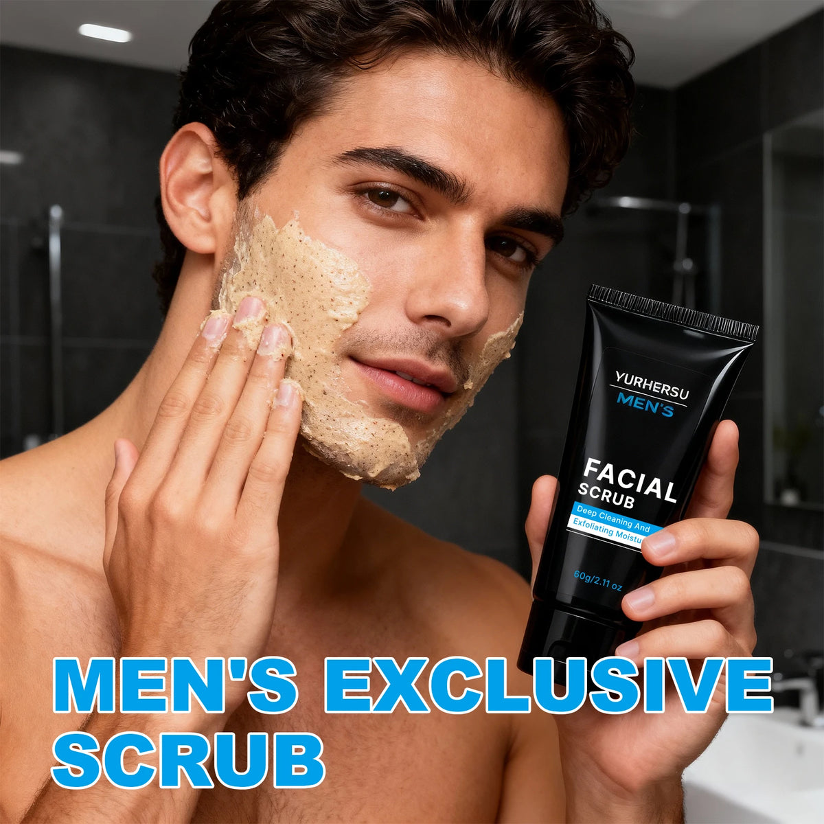 YURHERSU Men's Exfoliating Face Scrub – Oil Control 60g Men's Face Scrub Qst