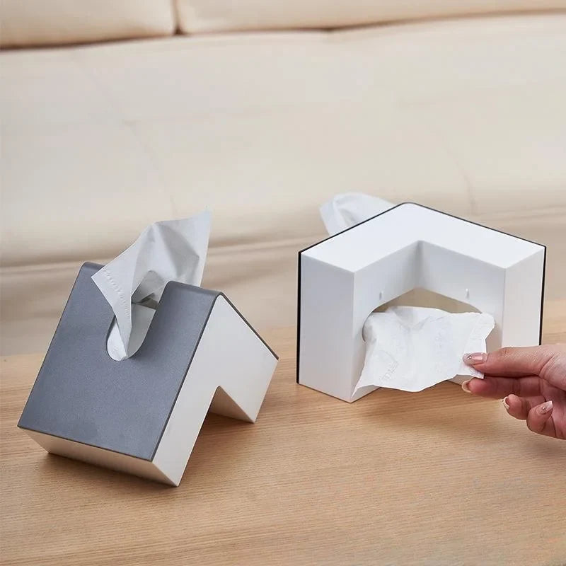 L-Shaped Tissue Box Holder with Phone & Book Stand Tissue Box Holder Qme