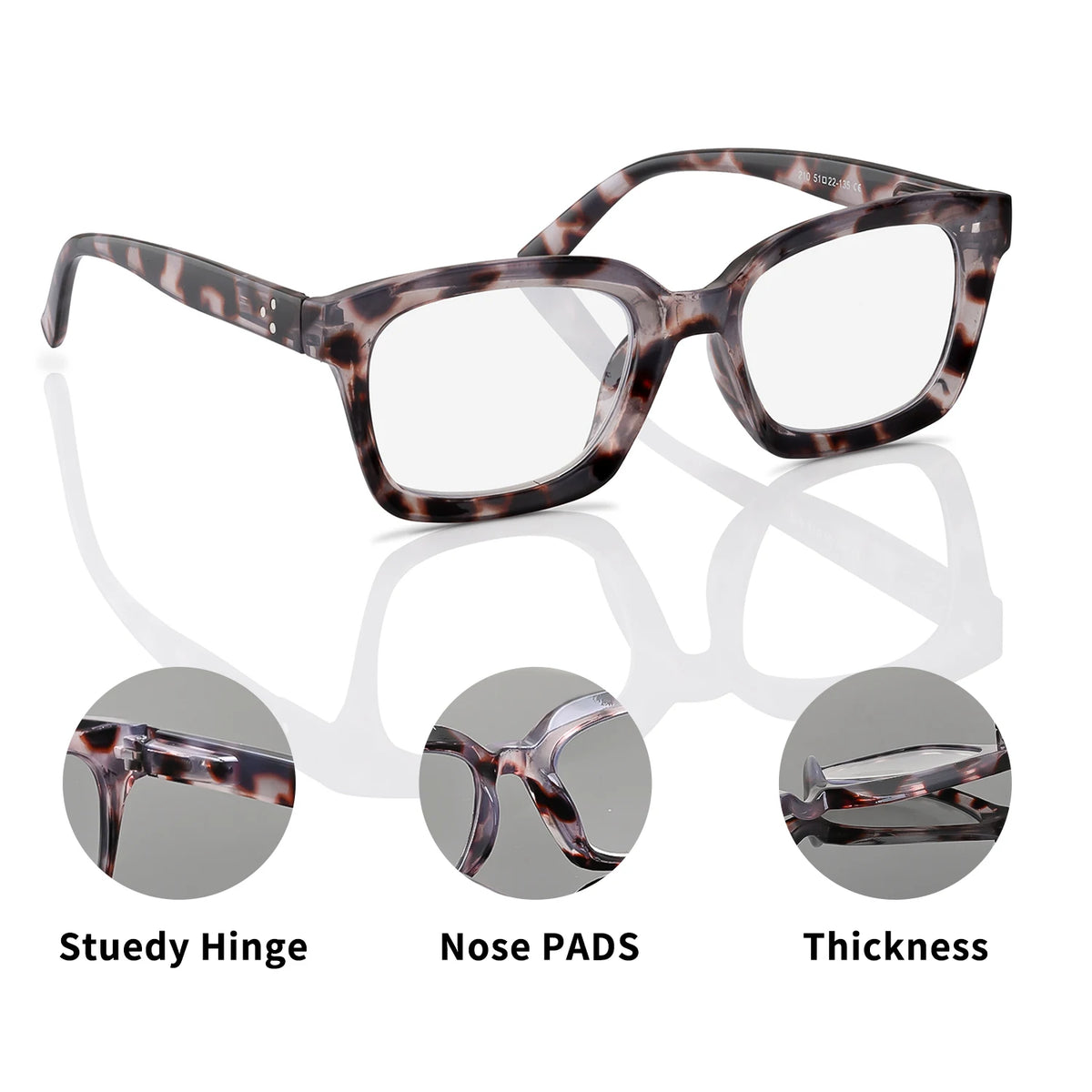 VOPHA Blue Light Blocking Reading Glasses Square Frame +1–+3 Reading Glasses Qst