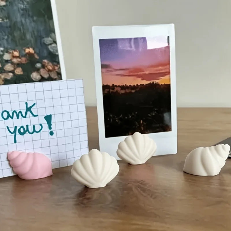 Shell Conch Photo Clips 3D Desktop Stand | Card & Note Holder Desktop Photo Clip Stand Qme