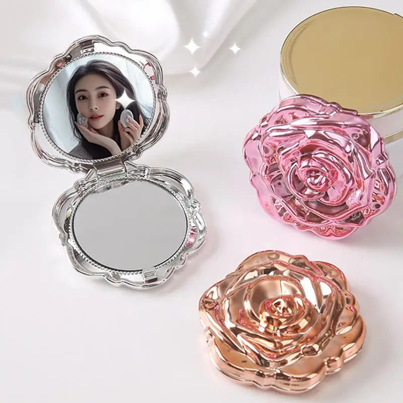 Double-Sided Rose Pocket Mirror – Compact Makeup Mirror Compact Pocket Mirror Qst