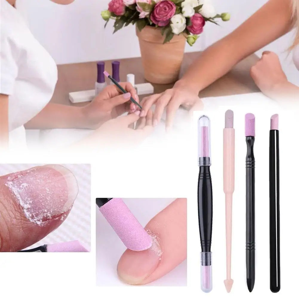 Nail Sanding File Cuticle Stone Pusher & Art Pen Tool | Qme Nail Care Tool Qme