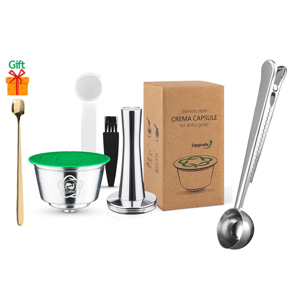Reusable Stainless Steel Coffee Capsule for Dolce Gusto Refillable Coffee Capsule Qst 1pod tamper S