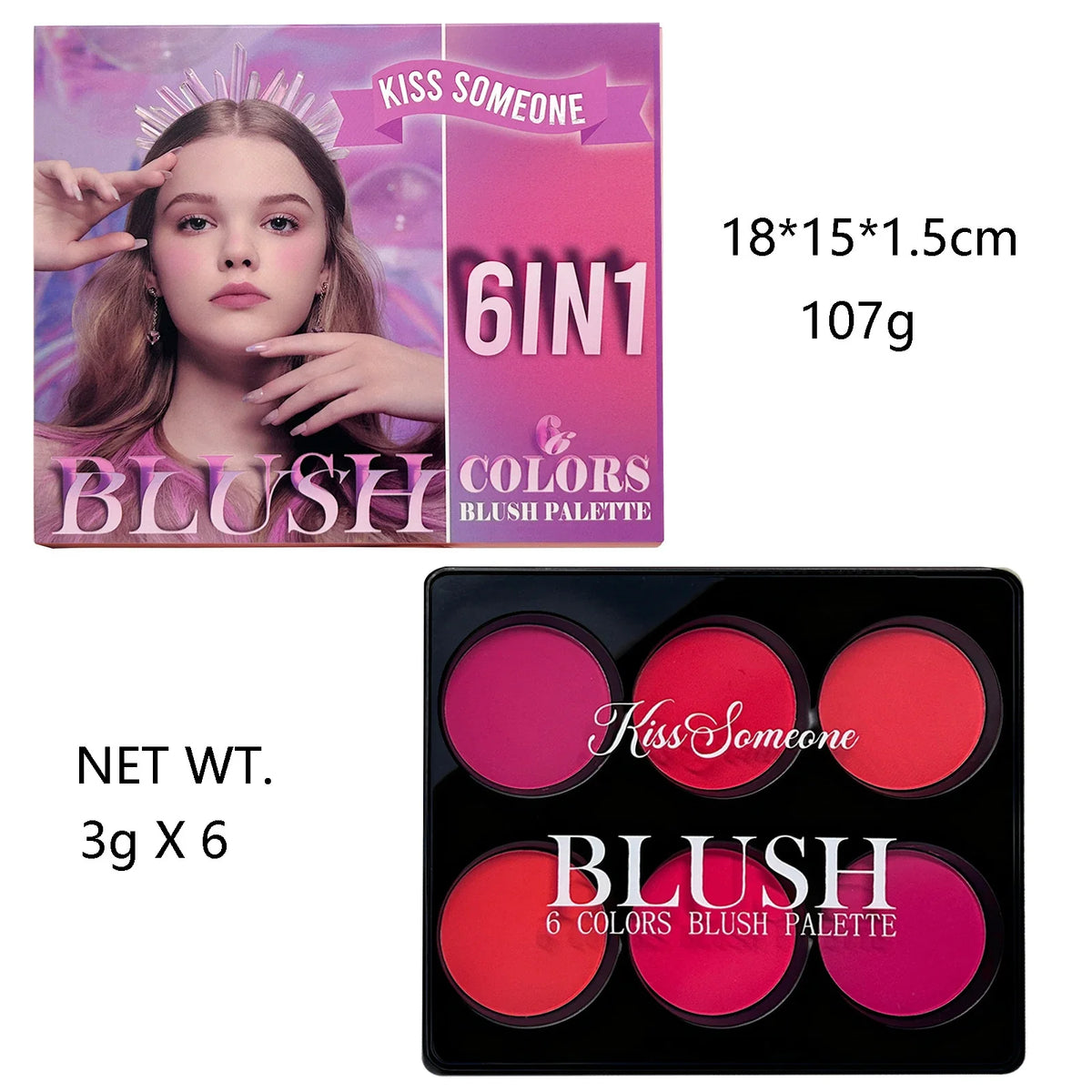 Qme 6-Color Matte Blush & Contour Palette – Buildable Makeup Blush Contour Palette Qme