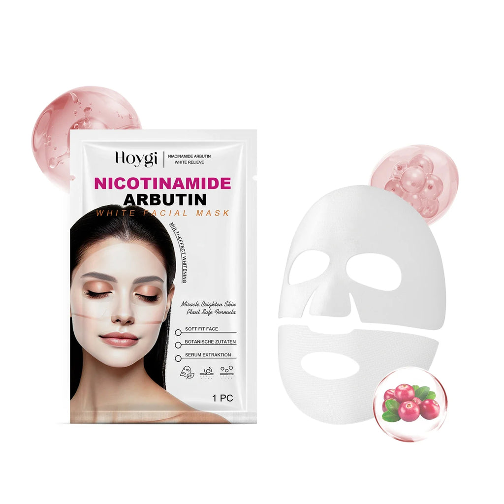 Niacinamide & Arbutin Hydrating Face Mask | Pore Minimizing Brightening Sheet Mask Qme 1Pcs