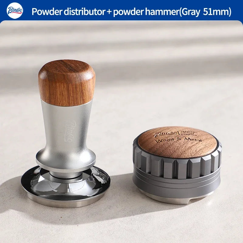 Bincoo 51/58mm Coffee Tamper & Distributor Kit – Stainless Steel Espresso Tamper Kit Qst 51mm Grey 2pcs