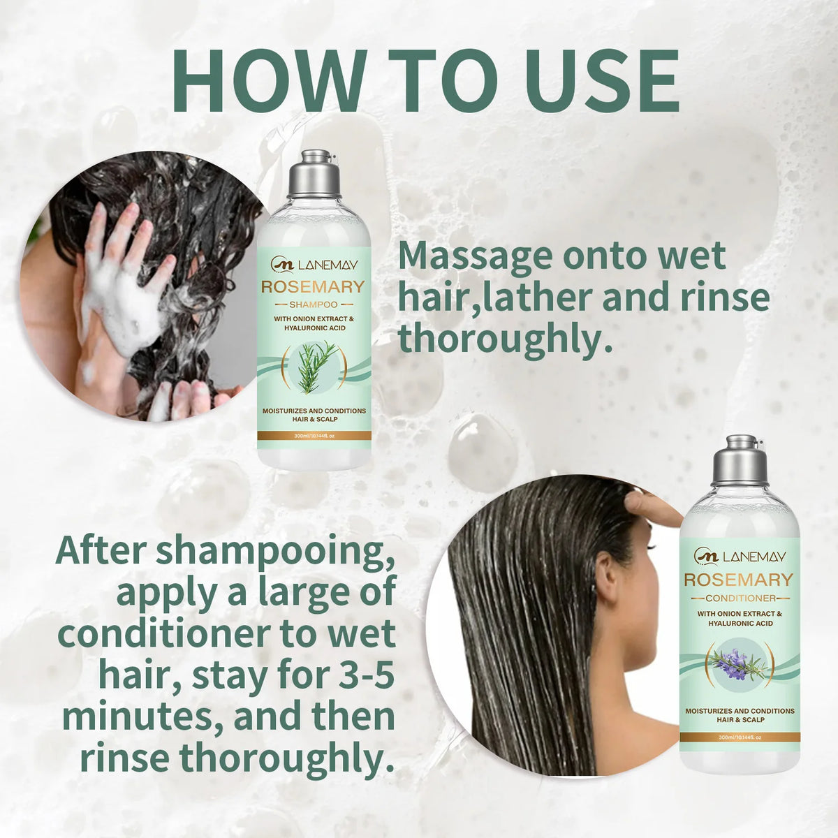 Rosemary Shampoo & Conditioner Set – Onion Extract & Hyaluronic Acid Shampoo & Conditioner Set Qst