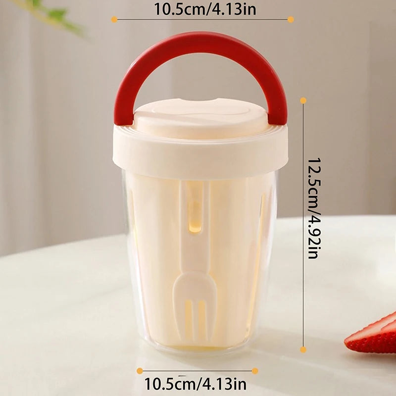 Portable Salad Cup with Drainage, Lid & Fork – Leak-Proof Food Storage Cup Qst