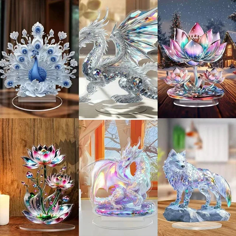 Peacock Figure Desktop Ornament | Office & Housewarming Decor Desktop Figurine Qme