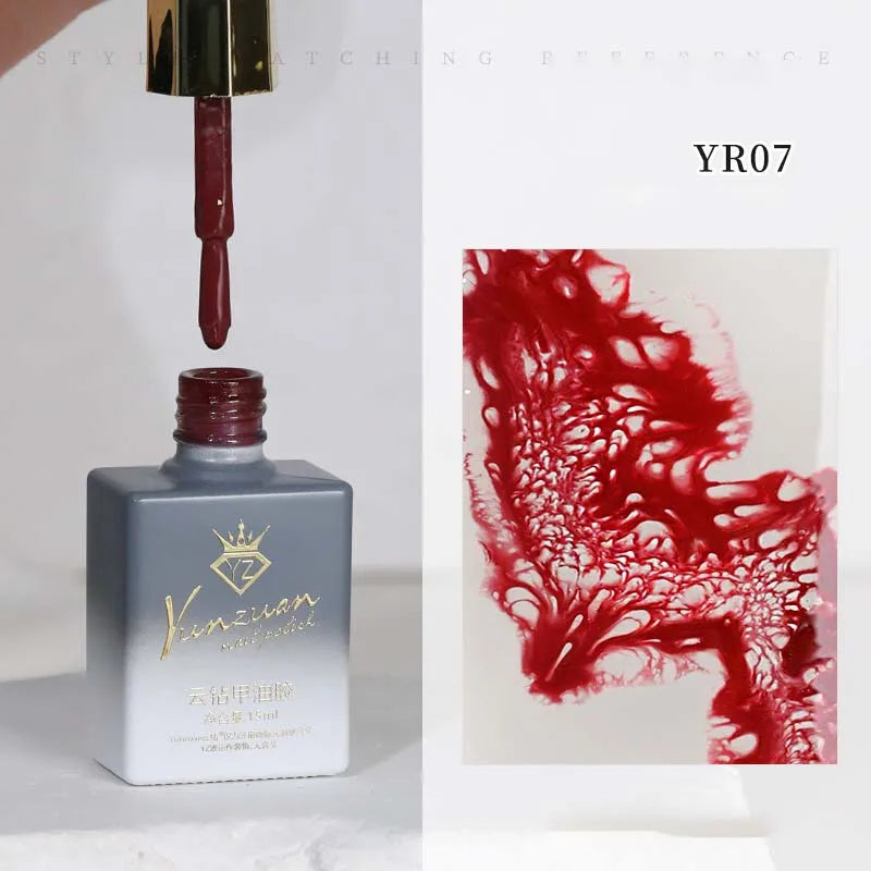 Sea Wave Blooming Gel Nail Polish | Halo Dye Effect, 8 Colors Blooming Gel Polish Qme 07 Coral Waves