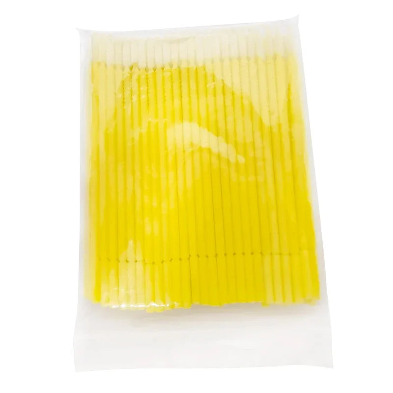 100pcs Bendable Disposable Microbrush Applicators – Eyelash Microbrush Applicators Qme Yellow