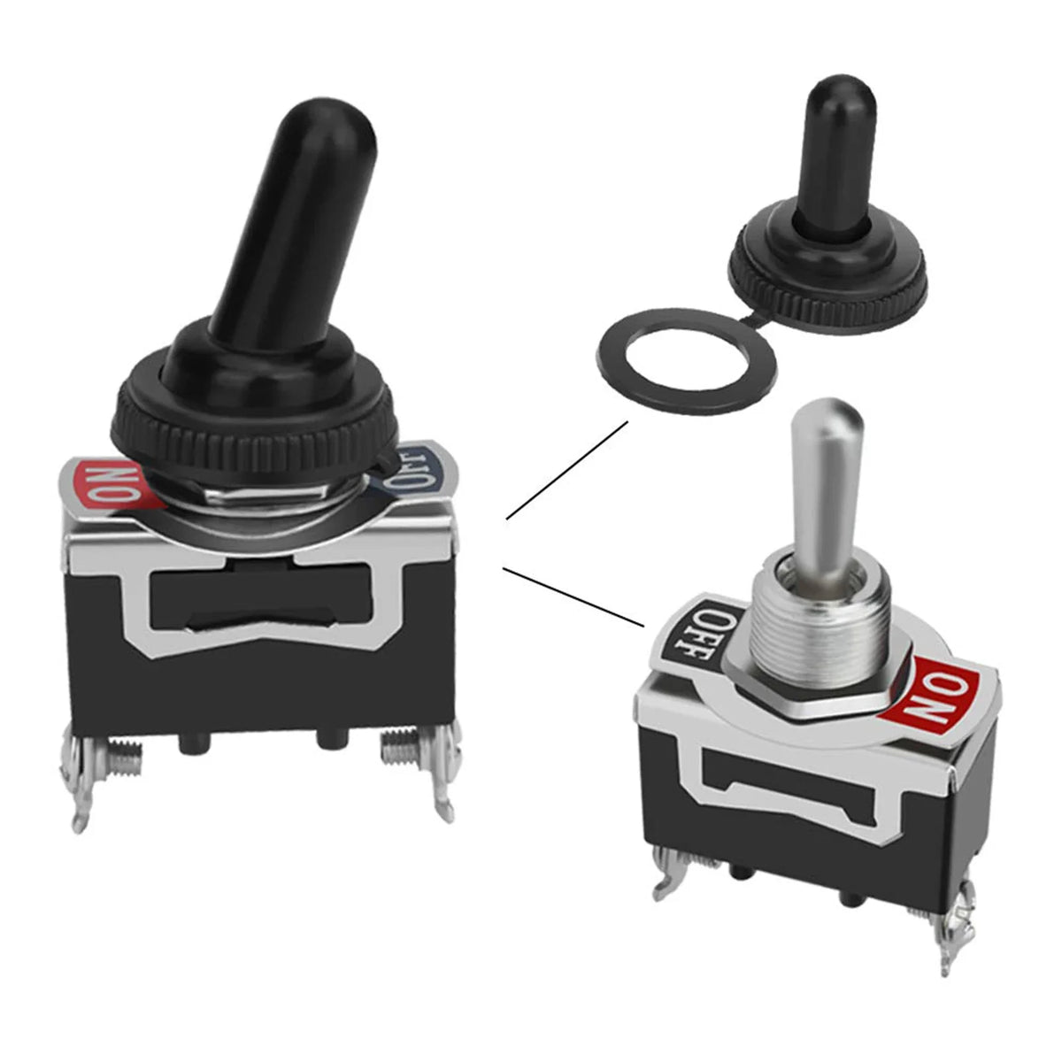 SPST Waterproof Rocker Switch 2-Pin Heavy Duty Toggle & Boot Cap Waterproof Rocker Switch Qme