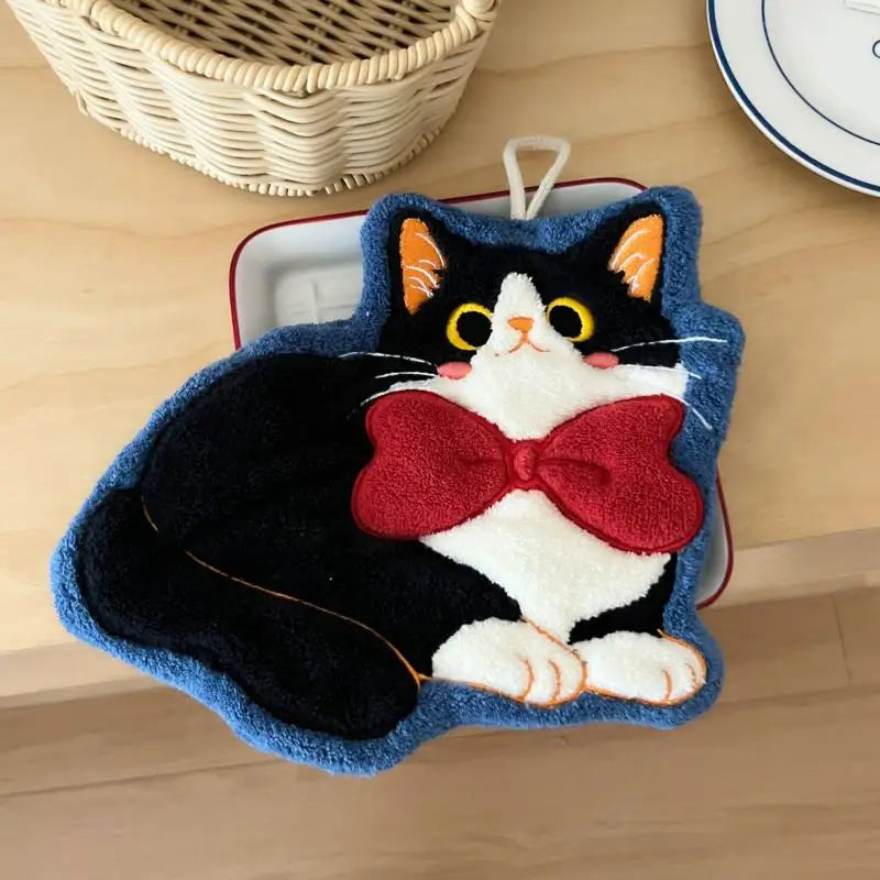 Kawaii Cat Hanging Hand Towel | Absorbent Kitchen & Bath Cloth Hanging Hand Towel Qme C