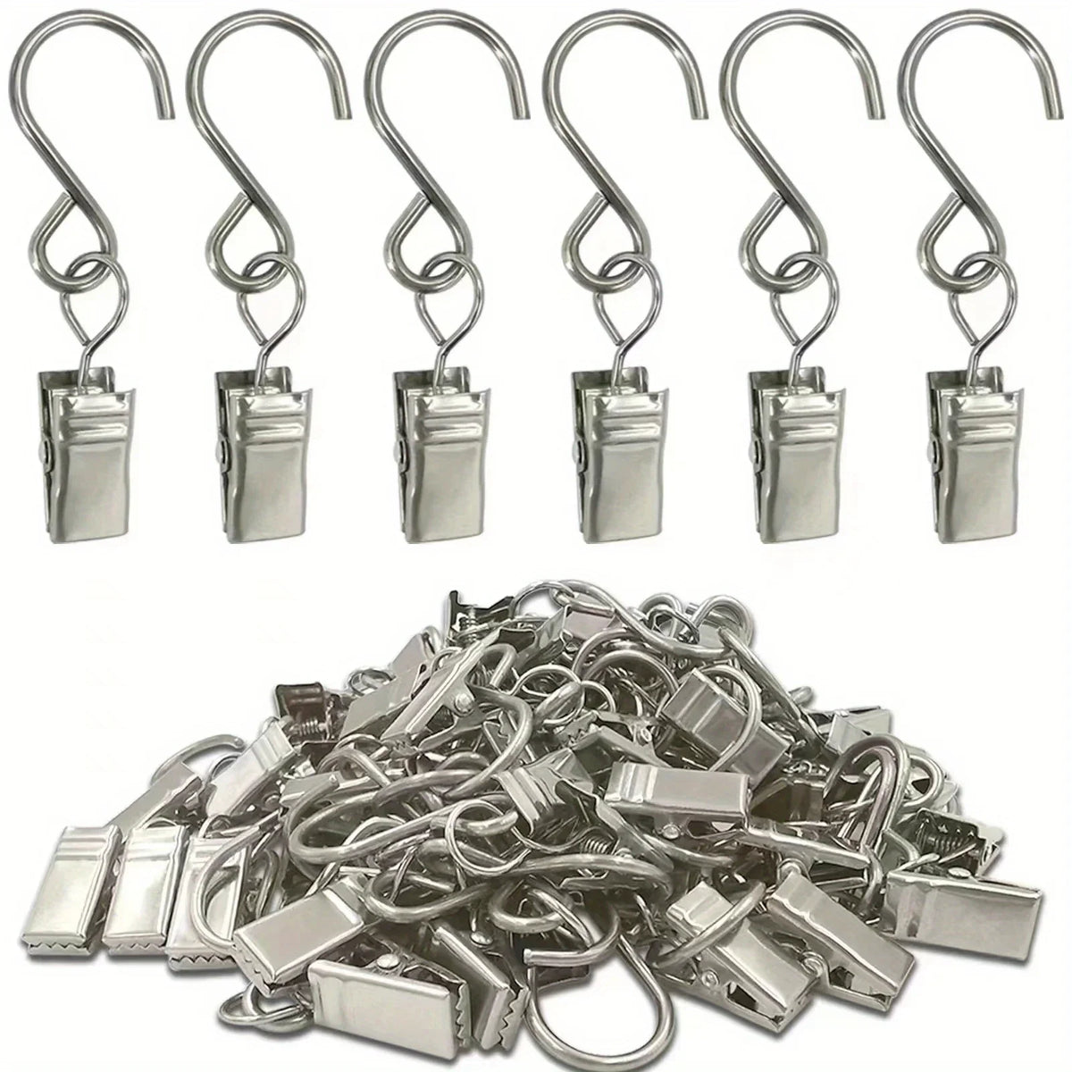 Stainless Steel S-Hooks | Curtains, Kitchen & Camping Multi-Purpose S-Hooks Qme Silvery