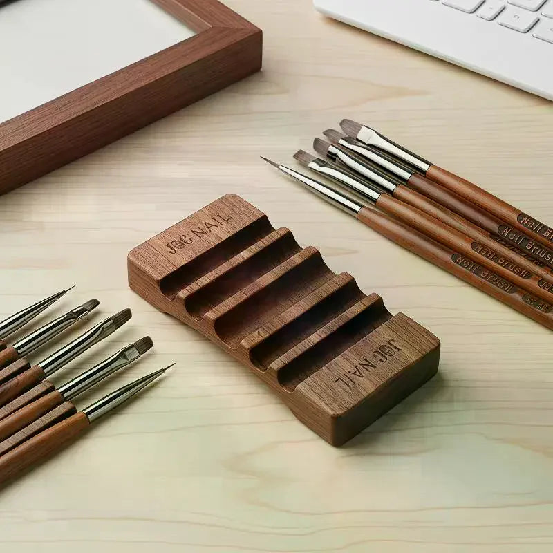 6-Grid Nail Brush Holder Stand | UV Gel Pen Rack Organizer Nail Brush Holder Qme